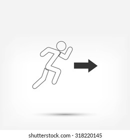  running man figure and direction arrow icon vector