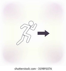  running man figure and direction arrow icon vector