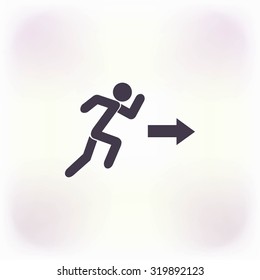  running man figure and direction arrow icon