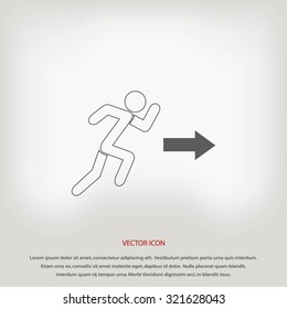  running man figure and direction arrow icon vector