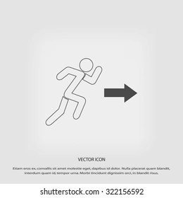  running man figure and direction arrow icon vector