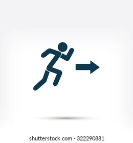 running man figure and direction arrow icon