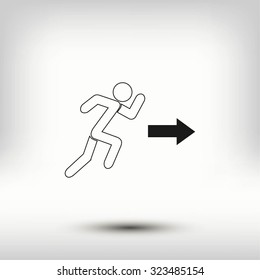  running man figure and direction arrow icon vector