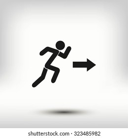  running man figure and direction arrow icon