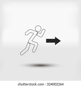  running man figure and direction arrow icon vector