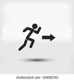  running man figure and direction arrow icon