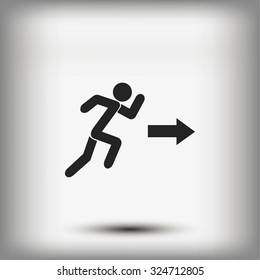  running man figure and direction arrow icon