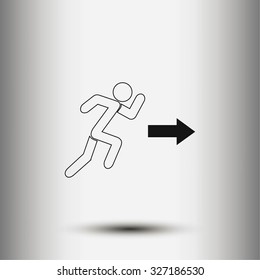  running man figure and direction arrow icon vector