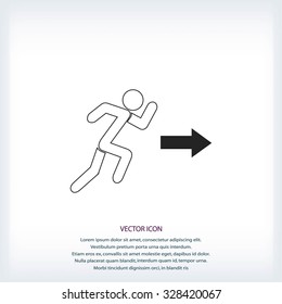  running man figure and direction arrow icon vector