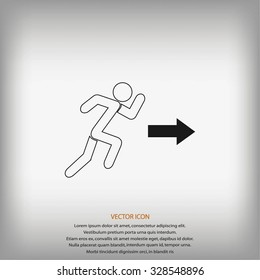  running man figure and direction arrow icon vector