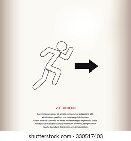  running man figure and direction arrow icon vector