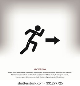  running man figure and direction arrow icon