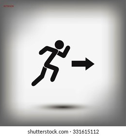  running man figure and direction arrow icon