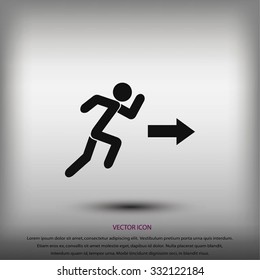  running man figure and direction arrow icon