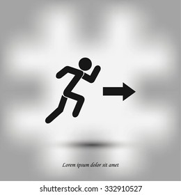  running man figure and direction arrow icon