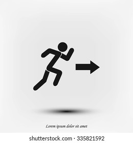  running man figure and direction arrow icon