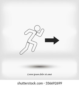  running man figure and direction arrow icon vector