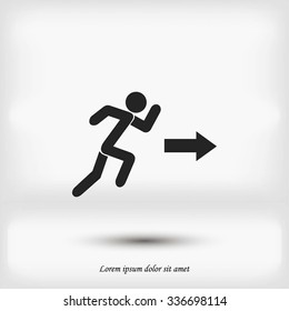  running man figure and direction arrow icon