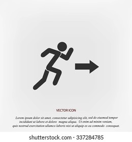  running man figure and direction arrow icon