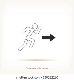  running man figure and direction arrow icon vector