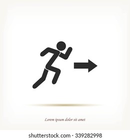  running man figure and direction arrow icon