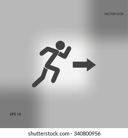  running man figure and direction arrow icon