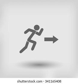  running man figure and direction arrow icon