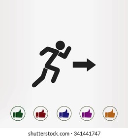  running man figure and direction arrow icon