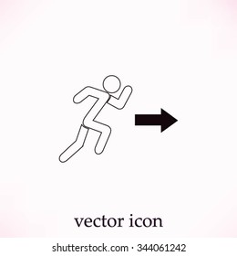  running man figure and direction arrow icon vector