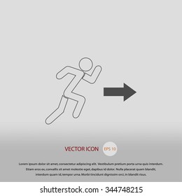  running man figure and direction arrow icon vector