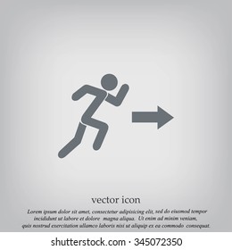  running man figure and direction arrow icon