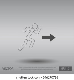  running man figure and direction arrow icon vector