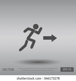  running man figure and direction arrow icon