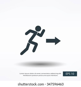  running man figure and direction arrow icon
