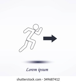  running man figure and direction arrow icon vector