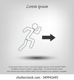  running man figure and direction arrow icon vector