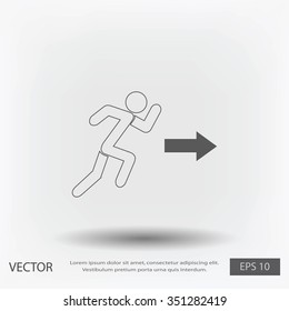  running man figure and direction arrow icon vector