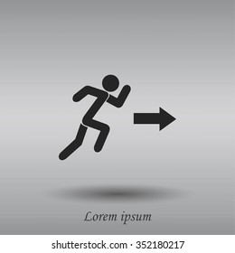  running man figure and direction arrow icon