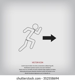 running man figure and direction arrow icon vector
