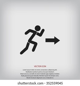  running man figure and direction arrow icon