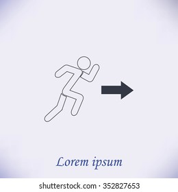  running man figure and direction arrow icon vector