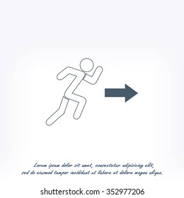  running man figure and direction arrow icon vector