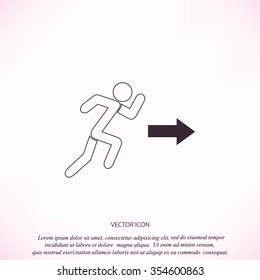  running man figure and direction arrow icon vector