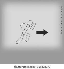  running man figure and direction arrow icon vector