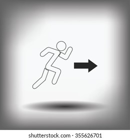  running man figure and direction arrow icon vector