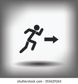  running man figure and direction arrow icon