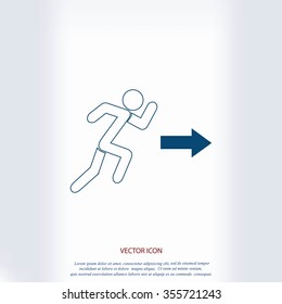  running man figure and direction arrow icon vector