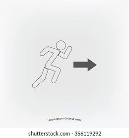 running man figure and direction arrow icon vector