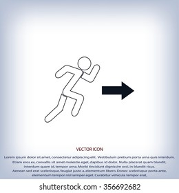  running man figure and direction arrow icon vector