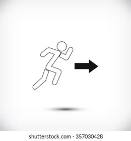  running man figure and direction arrow icon vector